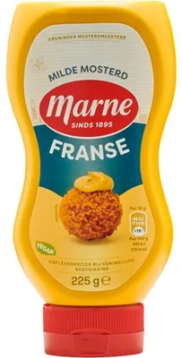 Obrázek produktu pro Marne Franse Mosterd Mild 225g – jemná specialita z francouzské hořčice, ideální jako dip