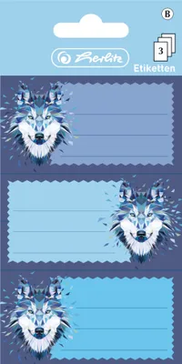 Produktbild von herlitz Buchetiketten Wild Animals Wolf 78 x 42 mm 3 Blatt à 3 Etiketten