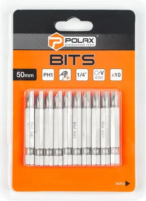 Zdjęcie produktu dla Zestaw bitów 50mm PH1 1/4" 6150CRV (10 szt) Polax