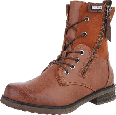 Produktbild von Ital-Design Damen Stiefeletten Schnürstiefeletten Leicht gefüttert Wildlederoptik, Lederoptik Flache Stiefeletten 90169766 Camel Gr.  39