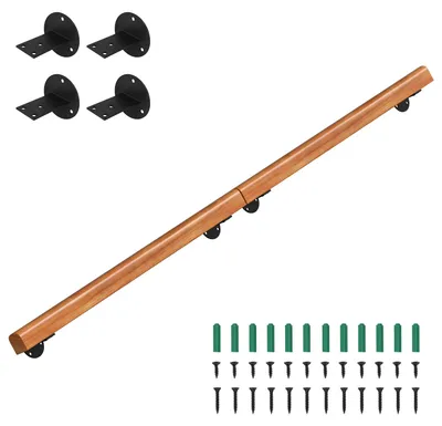 Immagine prodotto di Vigevee, corrimano da parete in legno di pino, 200 cm, diametro 5 cm, collegabile per formare un corrimano continuo, corrimano antiscivolo per scale, ideale per corridoi e bagni