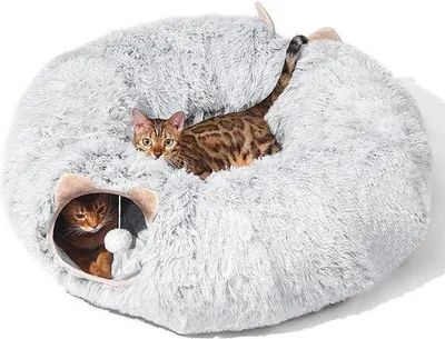 Produktbild von Famanu Kattentunnel mit zwei Eingängen - Weiches Katzenbett für Innenkatzen