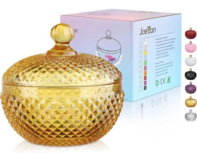 Productafbeelding van Snoepglas met deksel - Barnsteen - 350 ml - Diamantgeslepen - Ananasvorm