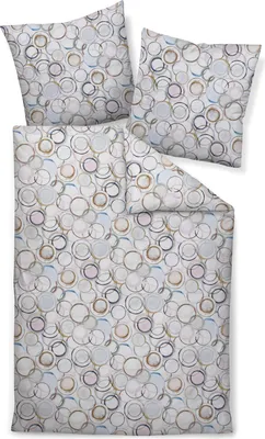 Produktbild von Janine Modern Art Mako Satin Bettwäsche - Kreise 155 x 220 cm verspieltes Kreis-Design auf weißem Hintergrund