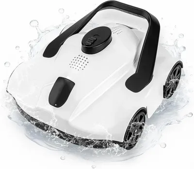 Image de Robot de piscine sans fil - Aspirateur de piscine automatique - Autonomie de 130 minutes - Batterie de 5200 mAh - Pour piscines jusqu'à 80 m² - Blanc