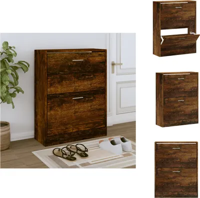 Obrázek produktu pro vidaXL Botník kouřový dub 63x24x81 cm materiál na bázi dřeva - Botníky a skříně