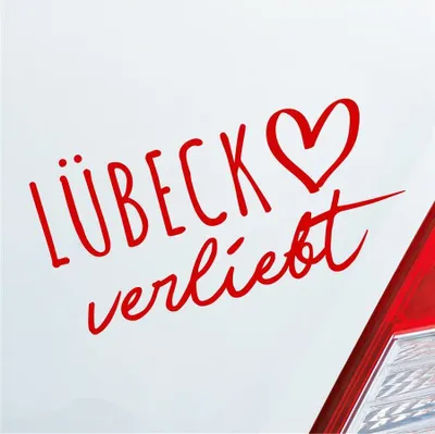 Produktbild von Auto Aufkleber Lübeck verliebt Herz Stadt Heimat Liebe Car 19x10 cm Rot Sticker Heckscheibenaufkleber
