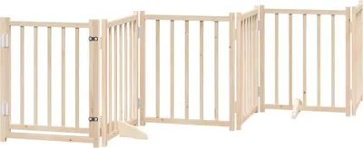 Image de vidaXL Porte pour chien 6 pièces avec porte Pliable 300 cm Sapin massif