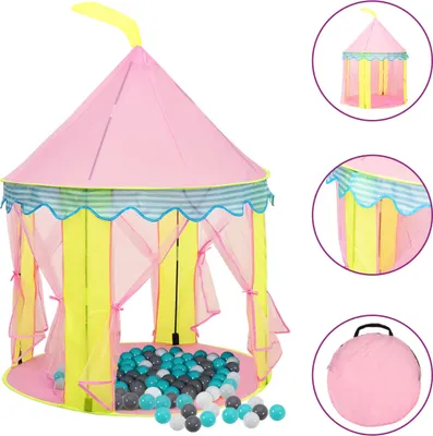 Image de Tente de jeu pour enfants avec 250 balles Rose 100x100x127 cm