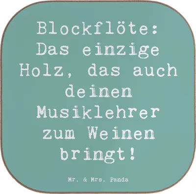 Produktbild von Mr. & Mrs. Panda Tassenuntersetzer Spruch Blockflöte Humor - Meeresbrise - Geschenk, Bassblockflöte, Instrument, Untersetzer Glas, gläseruntersetzer, Musikschule, Musiker