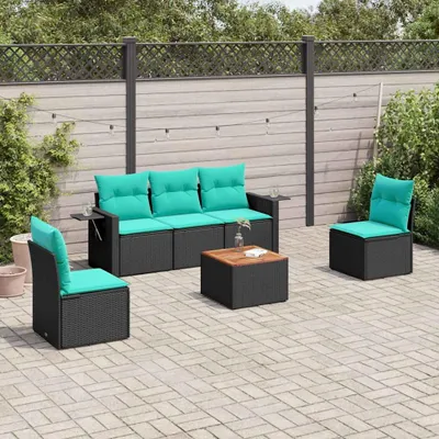 Immagine prodotto di Maison Exclusive - Set di 6 divani da giardino con cuscini, polyrattan nero