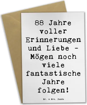 Produktbild von Mr. & Mrs. Panda Grußkarte Spruch 88. Geburtstag Erinnerungen - Weiß - Geschenk, genesungskarte, einladungskarten, osterkarte, Grußkarten, liebevoll gestaltet, besondere