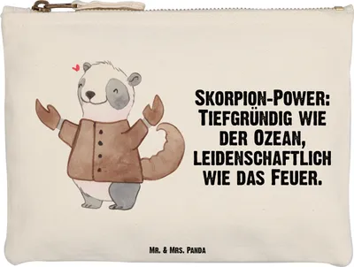 Produktbild von Mr. & Mrs. Panda kosmetiktäschchen Skorpion Astrologie Größe M - Weiß - Geschenk, Kosmetiktasche, Sternzeichen, Tierkreiszeichen, Schulmäppchen, Kulturtasche, Waschtasche