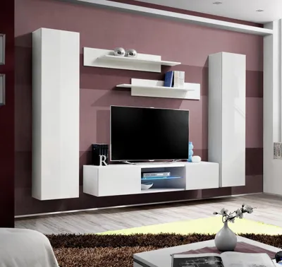 Image de Ensemble mural Armoire suspendue Salon complet Armoire murale Meuble TV