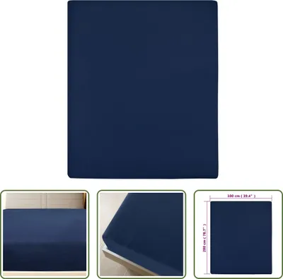 Produktbild von The Living Store Spannbettlaken 2 Stk. Jersey Marineblau 100x200 cm Baumwolle