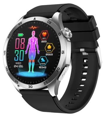 Image de ET485 Smartwatch, écran HD de 1,43 pouces, surveillance de la santé, étanche IP68, BT5.2, plusieurs modes sport, bracelet en silicone, argent