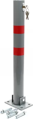 Produktbild von Wiltec Parkpfosten 705 x 75 mm, Parkplatzsperre klappbar rund, Absperrpfosten aus Stahl, Parkpfosten, Poller