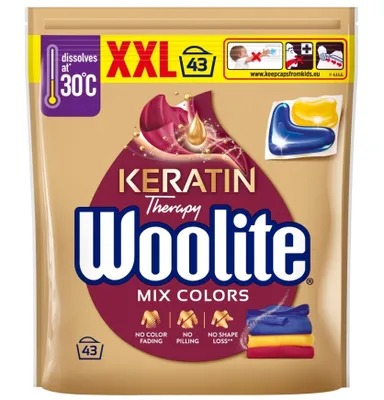 Produktbild von Woolite Kapsułki do prania kolorowych tkanin z keratyną, 43 sztuki