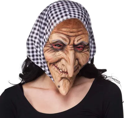 Produktbild von Hexen Maske mit Kopftuch Baba Roga Latexmaske für Erwachsene