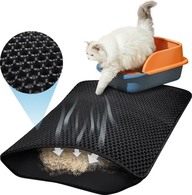 Image de Tapis de litière pour chat double épaisseur Imperméable et antidérapant 60 × 45 cm