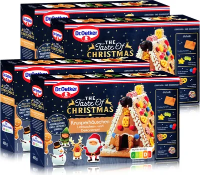 Produktbild von Dr. Oetker Christmas Knusperhäuschen Lebkuchen Dekorset 403g 4 er pack