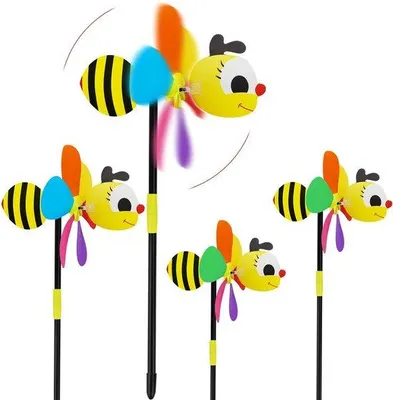 Productafbeelding van Tuindecoratie - Windmolen voor de tuin - Dieren - 4 stuks - Kleurveranderend - Windgong - Buitendecoratie - Geschikt voor kinderen