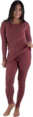 Produktbild von Black Snake® Damen Thermounterwäsche Set Langarm Unterhemd + Lange Unterhose mit Merino Wolle - Rot Melange - S