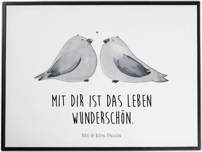 Produktbild von Mr. & Mrs. Panda Schreibunterlage Turteltauben Liebe - Weiß - Geschenk, Unterlage Schreibtisch, Freundin, schreibtischunterlage, Jahrestag, Hochzeitstag, Tischunterlage
