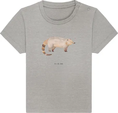 Produktbild von Mr. & Mrs. Panda Babyshirt Nasenbär 12. - 18. Monat - Heather Grey - Geschenk, Bär, Lustige Sprüche, Baby Oberteil, Kinder T-Shirt, Kleinkind, Rüsselbär, Shirt,