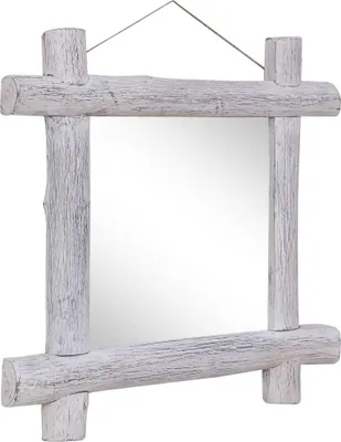 Obrázok produktu pre vidaXL Drevené zrkadlo biele 70x70 cm Staré drevo masív