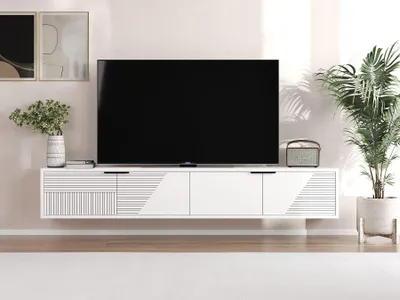 Produktbild von Skye Decor, Parla - White, TV-Ständer, Weiß, 100% MELAMINBESCHICHTETE SPANNPLATTE, 180 x 30 x 30 cm