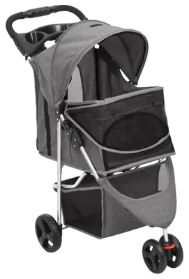 Image de vidaXL Chariot pour chiens Pliable Gris 80x46x98 cm Tissu Oxford