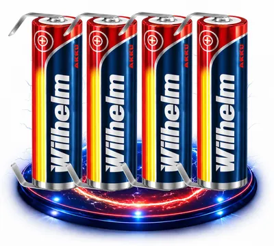 Produktbild von 4 x Lithium Ionen Akku Wilhelm 3,7 V LÖTFAHNE U Form 800 mAh Typ 14500 Li Ion AA