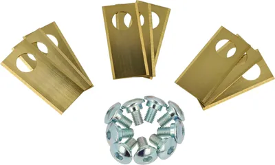 Produktbild von vhbw 9x Ersatz-Messer kompatibel mit Worx Landroid L1500i WG798E, M1000i WG796E Rasenmäher - Ersatzklinge Silber Gold, Stahl (Titanbeschichtung)