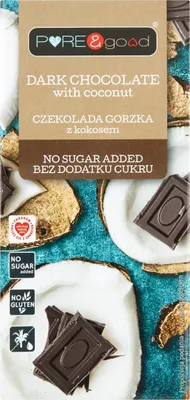 Obrázok produktu pre Horká čokoláda s kokosom, bez pridaného cukru, bez lepku 75 g - PURE&GOOD
