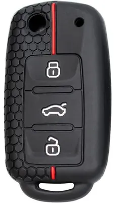 Immagine prodotto di Custodia in silicone per chiavi auto, compatibile con VW Polo, Golf, Passat, Seat, Skoda, con 3 tasti