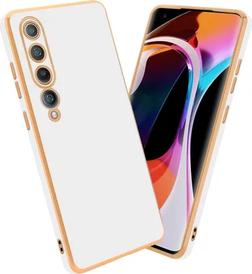 Produktbild von Cadorabo Schutzhülle für Xiaomi Mi 10 / Mi 10 PRO in Glossy Weiß - Gold Hülle flexibles TPU Silikon Cover Kameraschutz