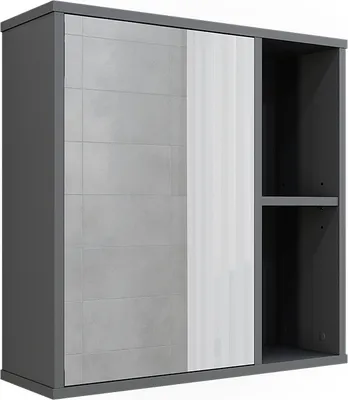 Obrázek produktu pro Koupelnová skříňka se zrcadlem Vicco Leano Antracit/horský dub 60 x 60 cm, Model 52123