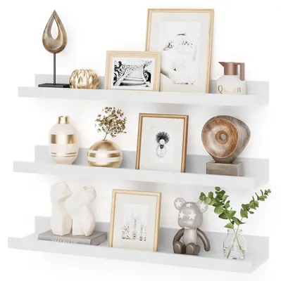 Obrázok produktu pre Sada 3 závesných políc, biela, 60 cm, drevo/MDF