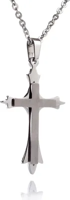 Produktbild von Edelstahl Anhänger Kreuz Teil Matt Teil Hochglänzend Männerschmuck Kette- 55cm