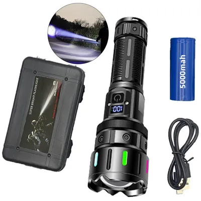 Produktbild von Taschenlampe LED Aufladbar, 20W LED Taschenlampe Extrem Hell 990000 Lumen, Starke Taschenlampen Batteriebetrieben, 5 Lichtmodi, Camping, Outdoor