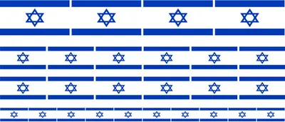 Produktbild von Mini Aufkleber Set - Pack glatt - 4x 51x31mm+ 12x 33x20mm + 10x 20x12mm- selbstklebender Sticker - Fahne - Israel - Flagge / Banner / Standarte fürs Auto, Büro, zu Hause und die Schule - Set of 26