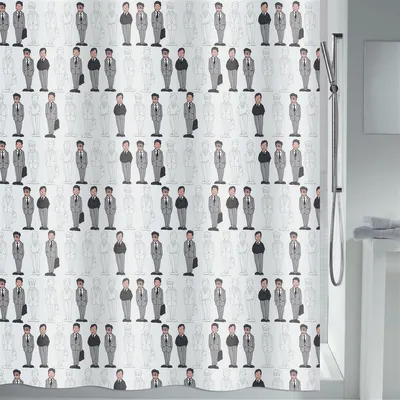 Produktbild von MSV Anti-Schimmel Duschvorhang - Anti-Bakteriell, waschbar, wasserdicht- Polyester, „Jean Pierre“ 180x200cm weiß schwarz