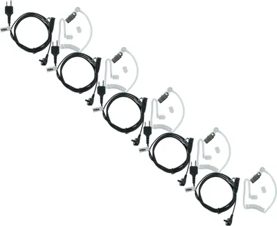Produktbild von vhbw 5x Headset kompatibel mit Icom IC-F4021, IC-F4022, IC-F4023, IC-F4026 Funkgerät mit PTT Mikrofon - transparent, schwarz, Akustikschlauch