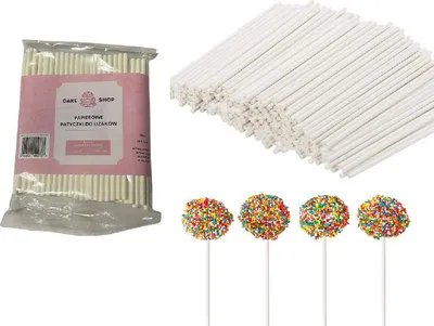 Productafbeelding van Papieren lollystokjes, 10 cm, 100 stuks, wit