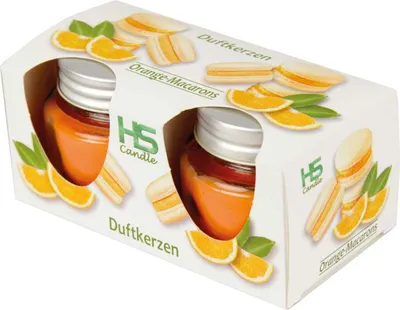 Image de Bougie parfumée Macaron, lot de 2, orange