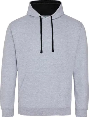 Produktbild von Just Hoods JH003 | Varsity Herren Hoodie / Kaputzenpullover - Farbe: Heather Grey/Jet Black - Größe: XL