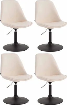 Produktbild von CLP 4er Set Esszimmerstühle Maverick Kunstleder drehbar und stufenlos verstellbar - Farbe: creme, Gestellfarbe: schwarz
