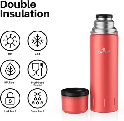 Obrázok produktu pre Termoska z nehrdzavejúcej ocele 1 l / 500 ml, bez BPA, na studené aj teplé nápoje