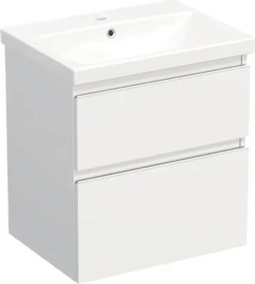 Produktbild von Jungborn Waschplatz TRENTA BxHxT 60x65x45 cm weiß matt mit Keramik-Waschtisch Griffleiste weiß
